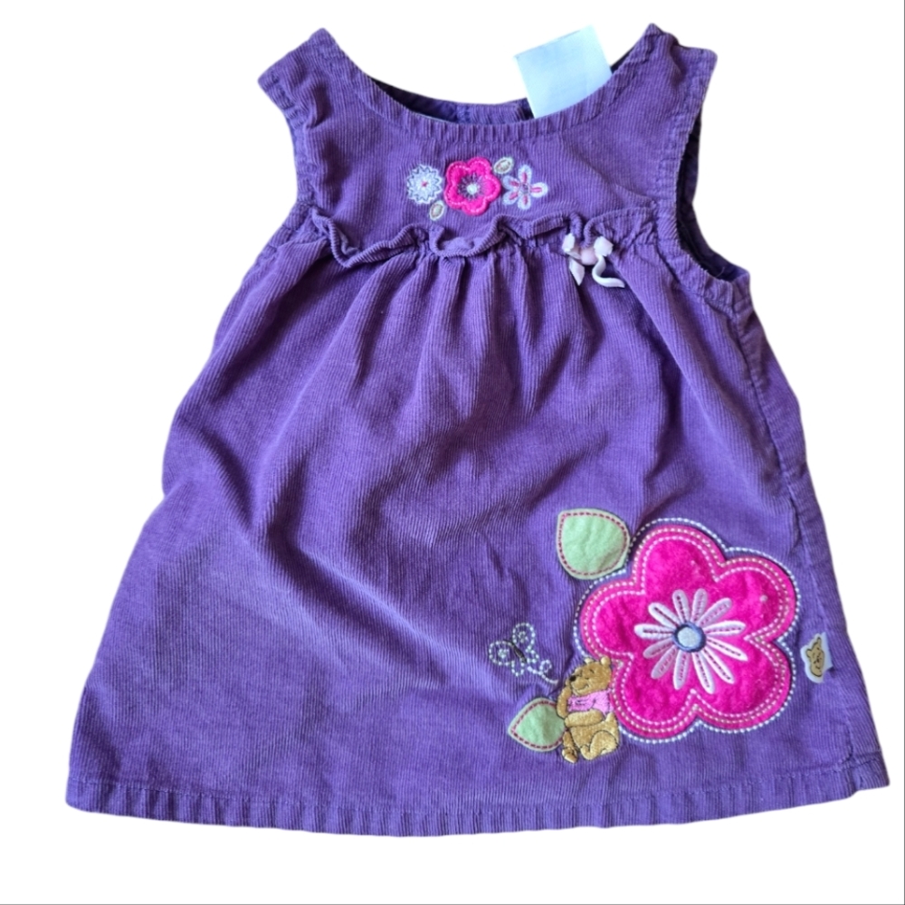 Vintage Y2K Disney Winnie the Pooh purple corduroy dress